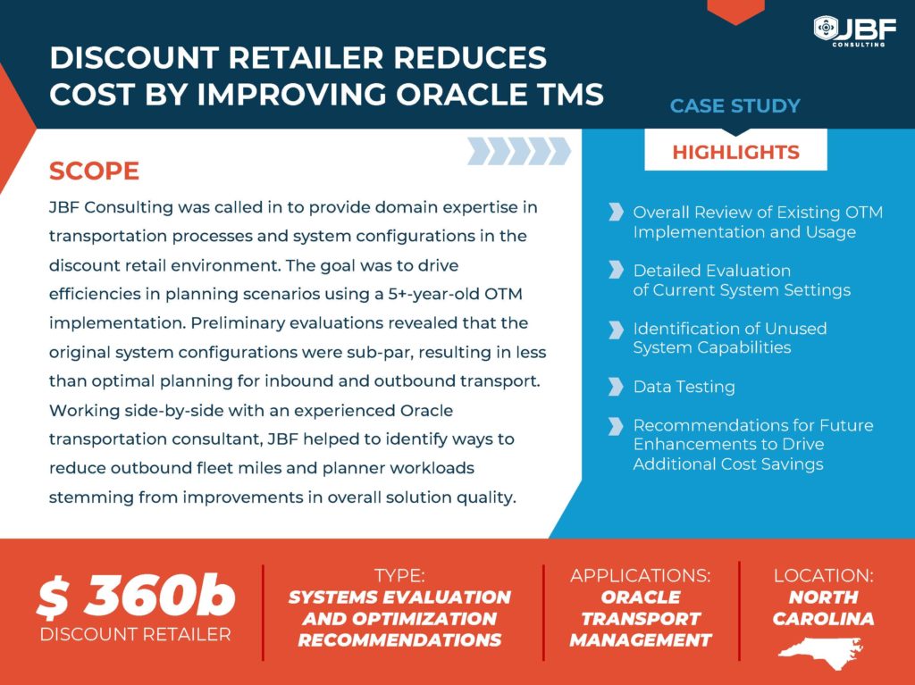 Discount Retailer Reduces Cost By Improving TMS JBF Consulting 