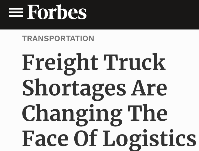 Freight Truck Shortages Forbes May 22