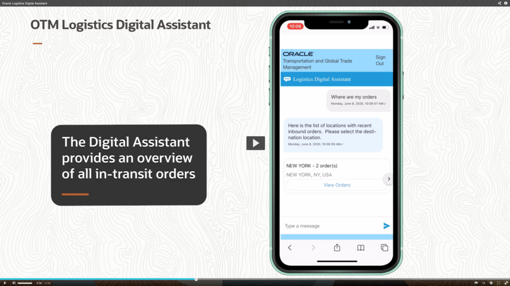 Oracle Logistics Digital Assistant demo